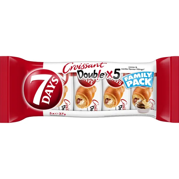 Kruasāns 7Days ar kakao un vaniļas garšas pildījumu 5x37g