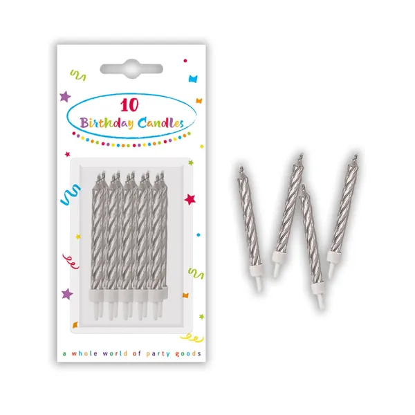 Kūku sveces sudraba 10gab+turētāji