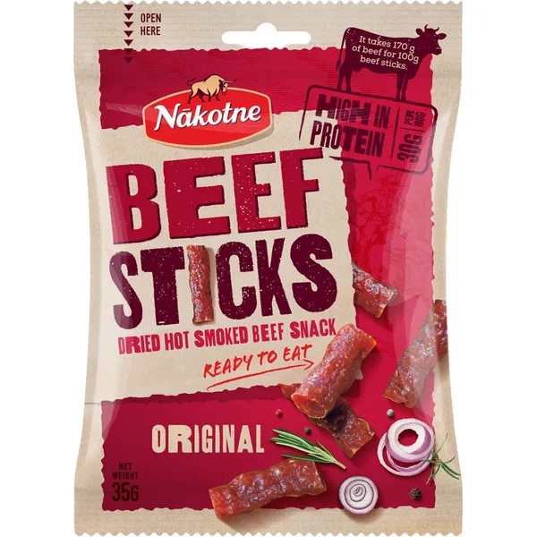 Kūpināta liellopu gaļas uzkoda Nākotne Sticks Beef Original 35g