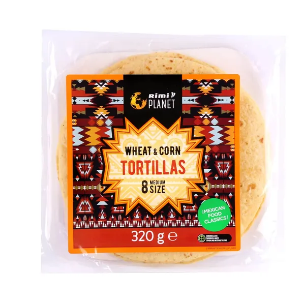 Kviešu, kukurūzas tortiljas Rimi Planet 320g