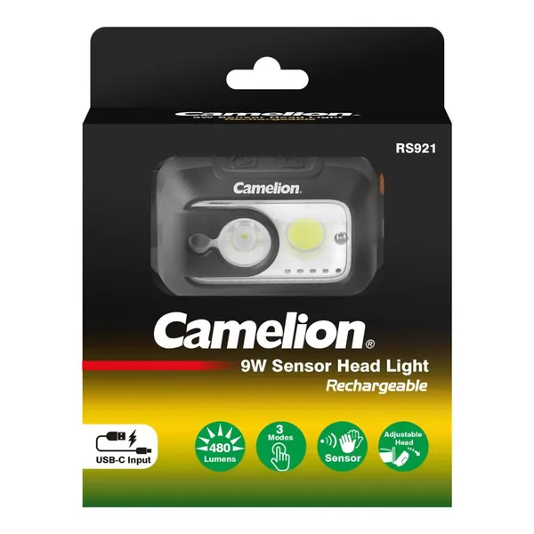 Lādējams galvas lukturis ar sensoru ieslegšanas/izslegšanas funkciju Camelion LED 9W