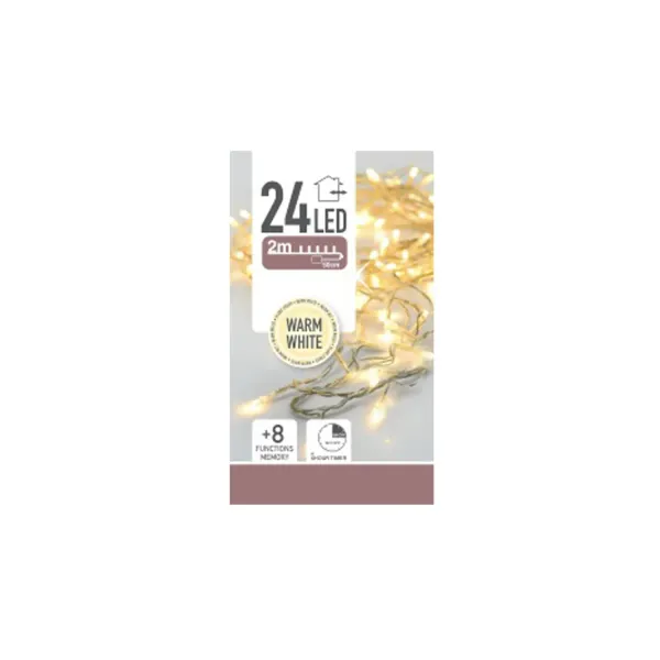 Lampiņu virtene 24LED silti balta CH26
