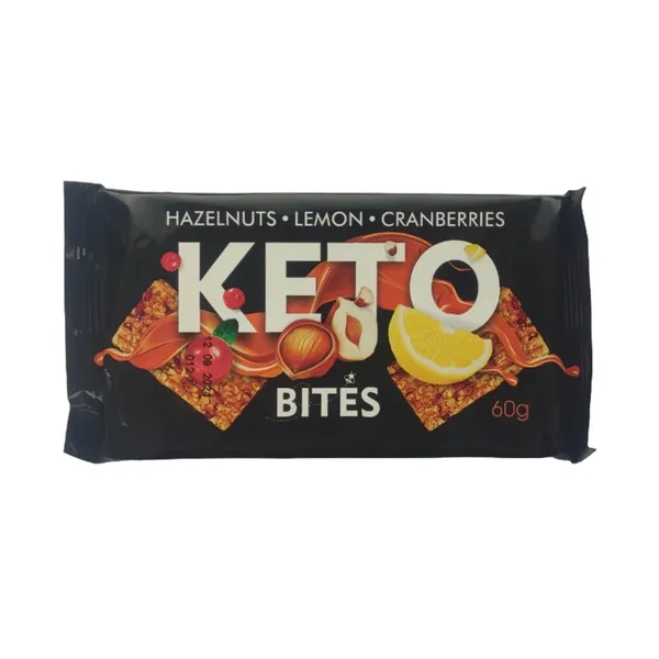Lazdu riekstu batoniņš Keto Bites ar dzērvenēm un citronu 60g