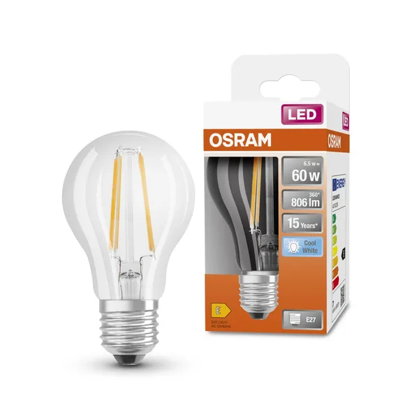 LED spuldze Osram cla60 6,5w 840k e27