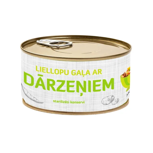 Liellopa gaļa ar dārzeņiem RGK sterilizēti konservi 325g