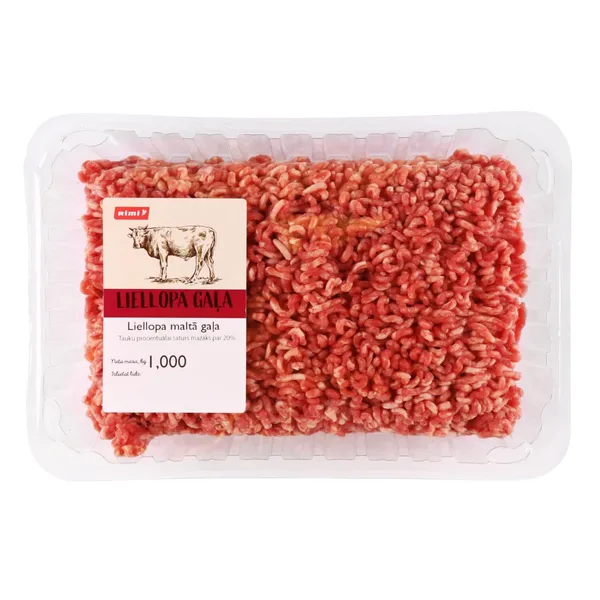 Liellopa maltā gaļa, kg