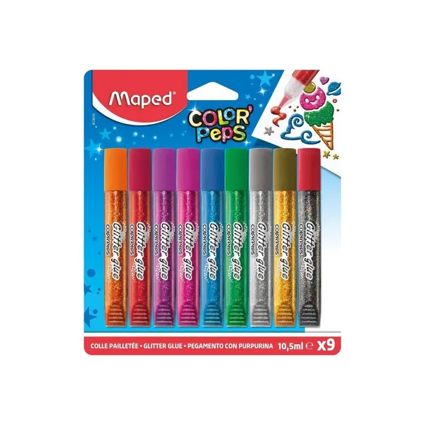 Līme ar gliteriem Maped ColorPeps 9x10.5ml BS26