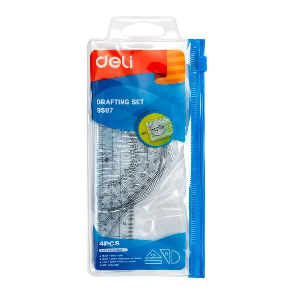 Lineālu komplekts Deli caurspīdīgs 4gab