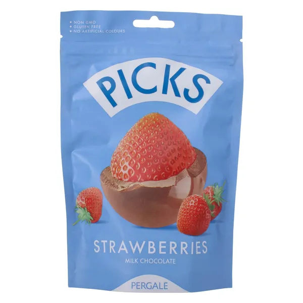 Liofilizētas zemenes Pergale Picks piena kakao glazūrā 90g