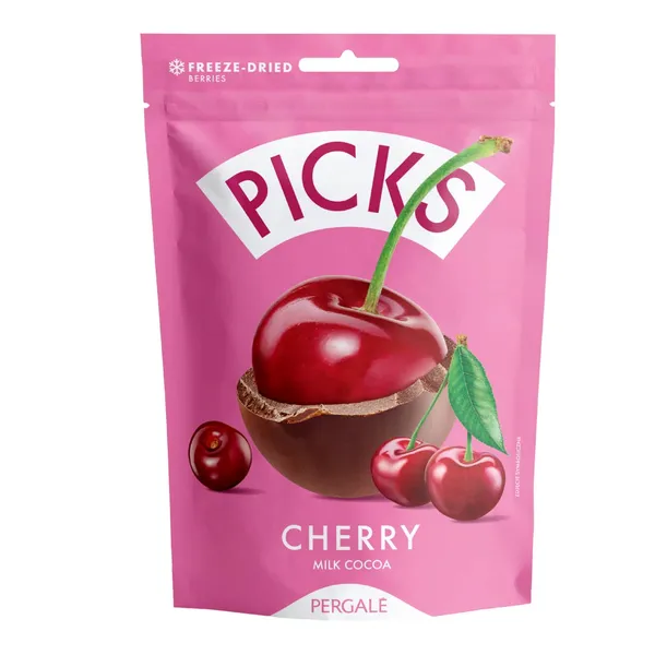 Liofilizēti ķirši Pergale Picks piena un kakao glazūrā 90g