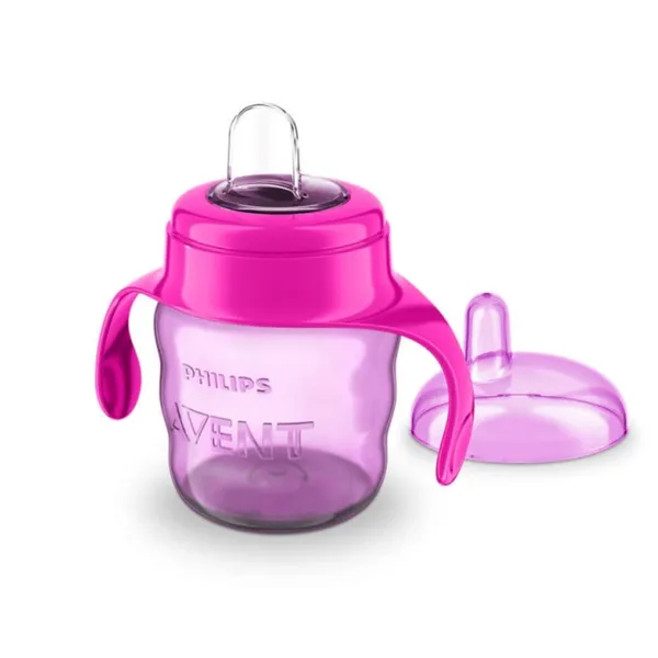 Mācību krūzīte ar rokturiem, 6M+, 200ml, silikona snīpis, rozā Philips Avent Easy Sip