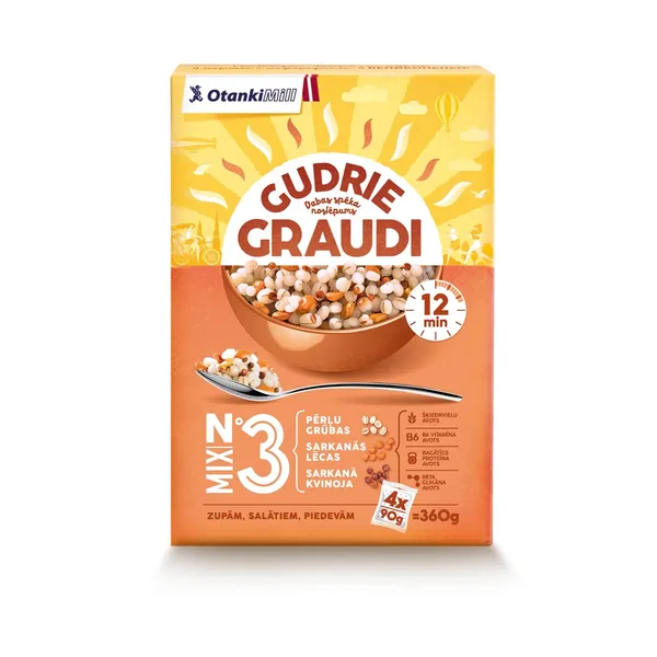 Grūbu, sarkano lēcu, kvinojas maisījums GUDRIE GRAUDI, 4x90g