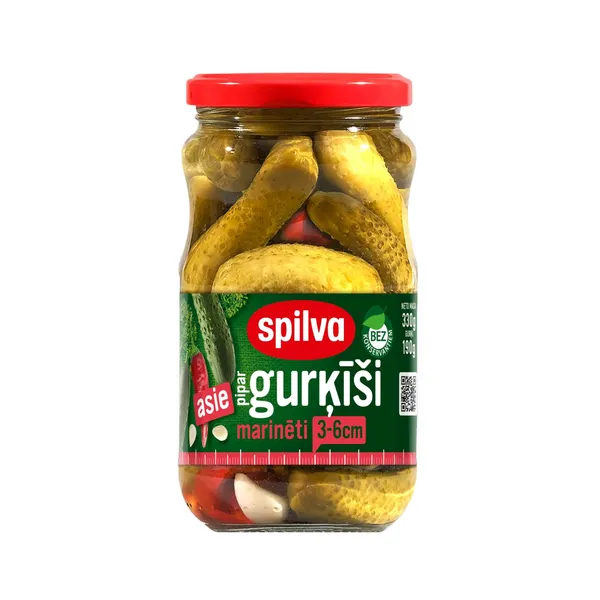 Marinēti pipargurķīši Spilva asie 3-6cm 330g/190g