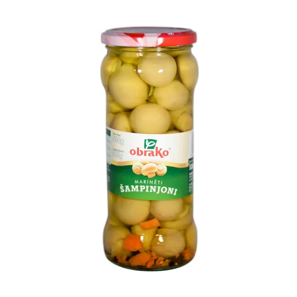 Marinēti šampinjoni Obrako 530g/315g