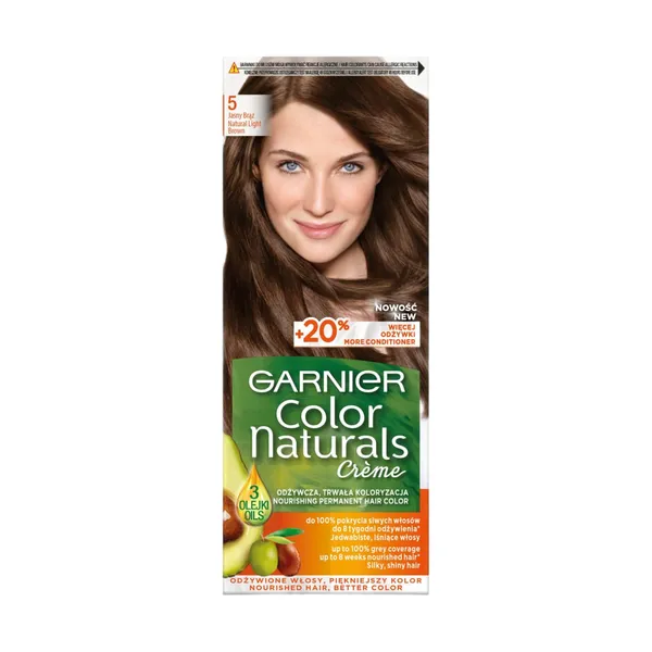 Matu krāsa Garnier Color Naturals 5, gaiši brūna, barojoša 1gab.