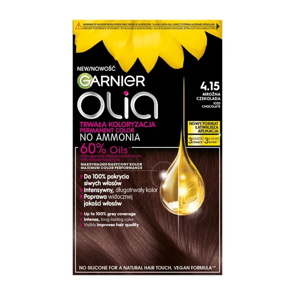 Matu krāsa Garnier Olia ilgnoturīga, uz eļļas bāzes bez amonjaka 4.15 ledus šokolādes 1gab.