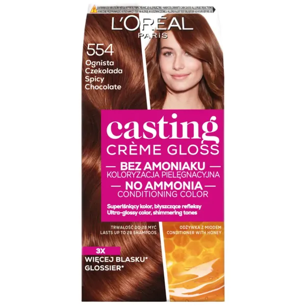 Matu krāsa Loreal Paris Casting Creme Gloss kopjoša, daļēji noturīga, bez amonjaka 554 1gab.