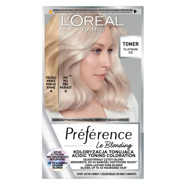 Matu krāsa Loreal Paris Preference Le Blonding tonējoša 01 Platinum Ice 1gab.