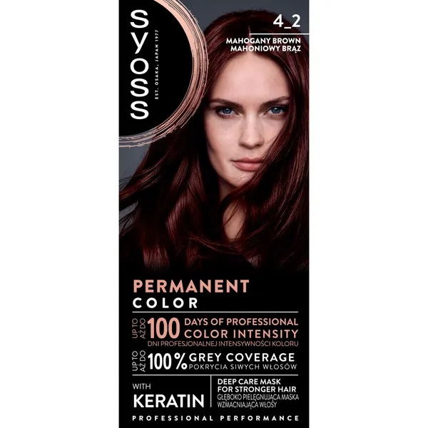 Matu krāsa Syoss color 4-2 sarkankoka brūns