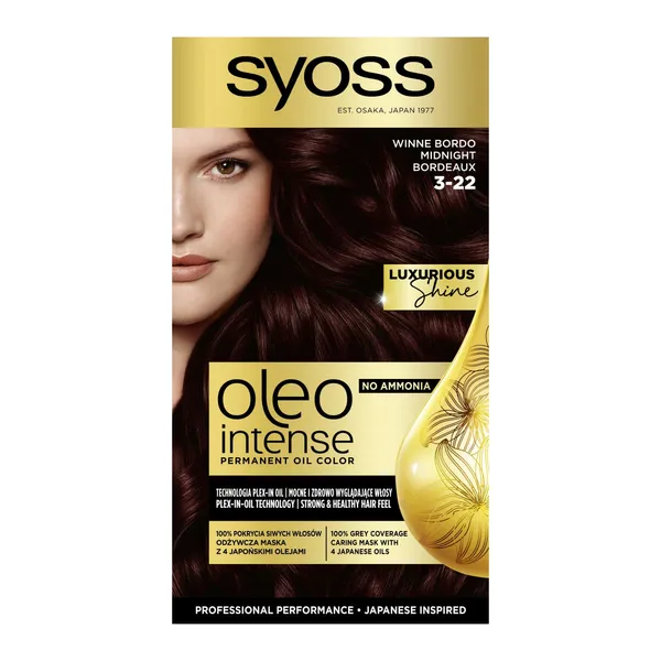 Matu krāsa Syoss Oleo Intense 3-22 tumši bordo sarkans