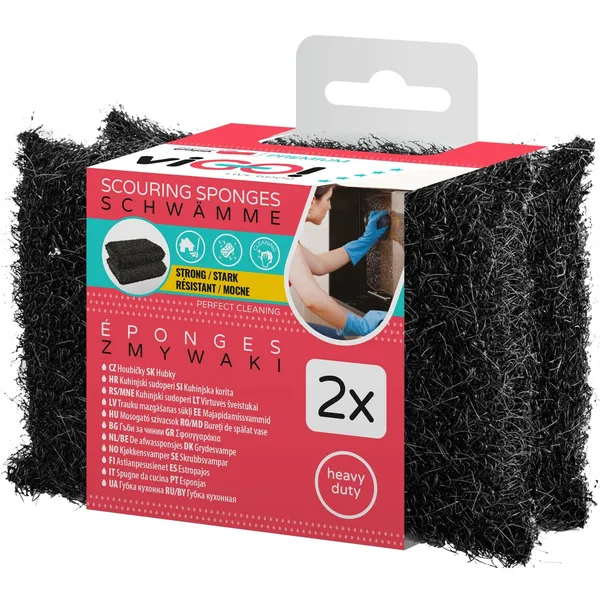 Mazgāšanas sūkļi Vigo! spēcīgi melnie 2gab