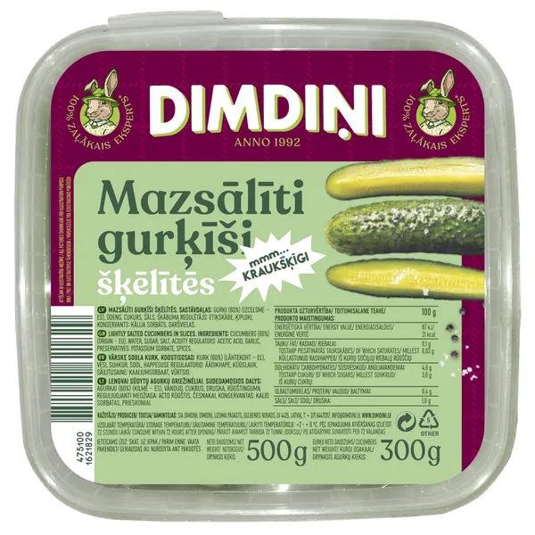 Mazsālīti gurķīši  šķēlītēs 500 g