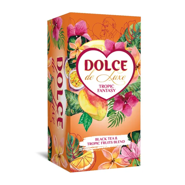 Melnā sīklapu tēja Dolce de Luxe Tropic Fantasy ar kaltētu augļu gabaliņiem 50g
