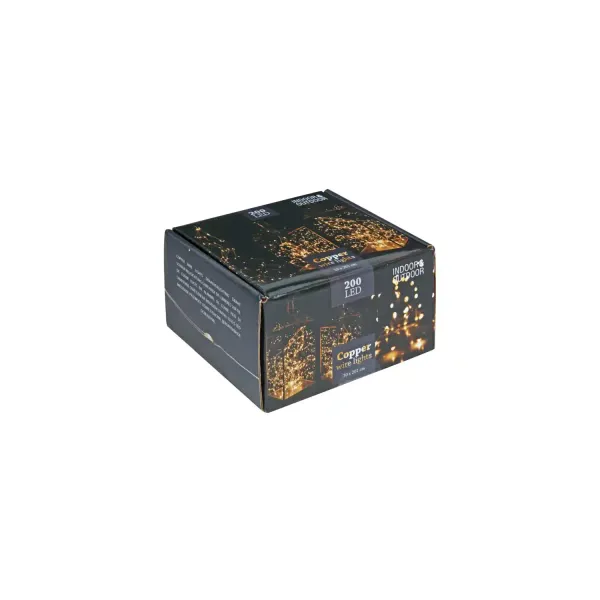 Metāla lampiņu virtene 200LED silti balta, 10 virknes CH26