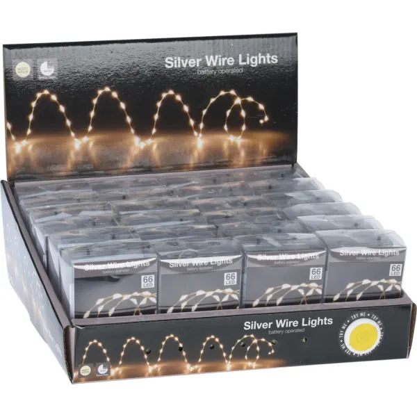 Metāla lampiņu virtene 66LED, silti balta CH26