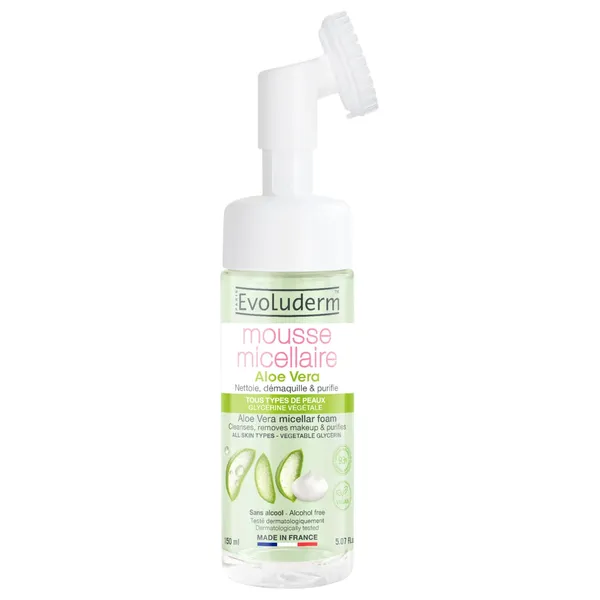 Micelārās putas Evoluderm Aloe Vera ar birsti 150ml