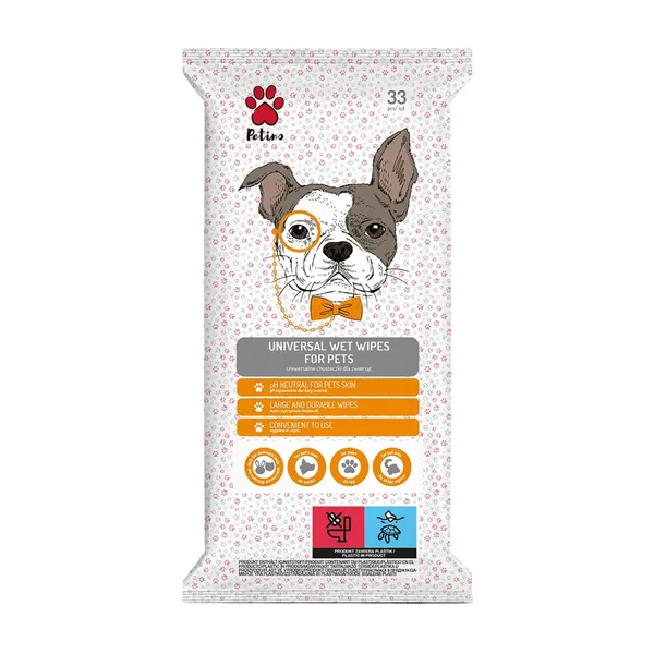 Mitrās salvetes mājdzīvniekiem Petino 33gab.