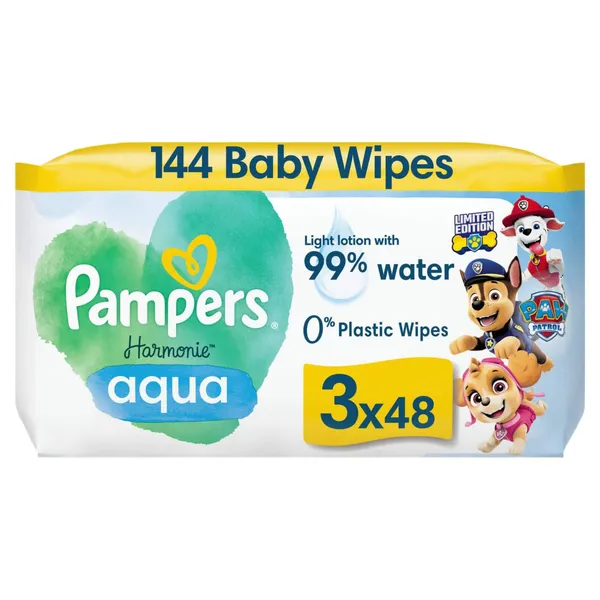 Mitrās salvetes Pampers Harmonie Aqua Paw Patrols 3x48 gab.