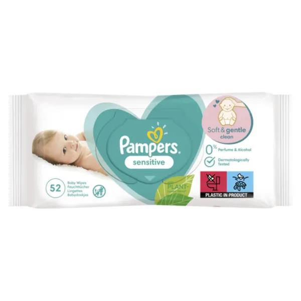 Salvetes mitrās Pampers Sensitive 52 gab.
