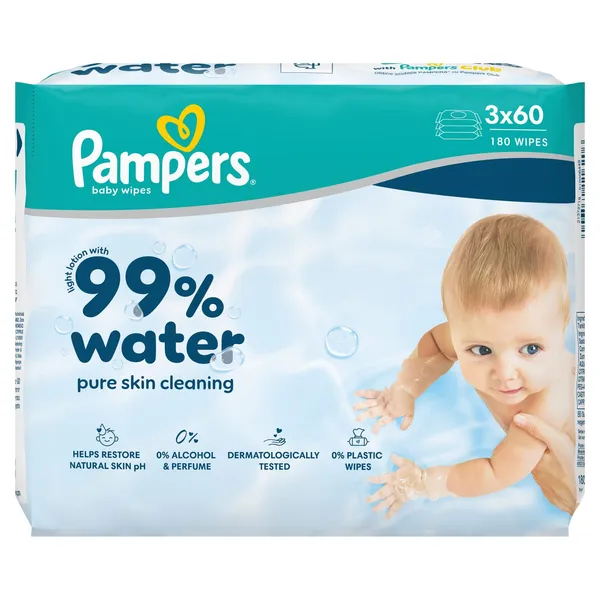 Mitrās salvetes Pampers Water 3x60gab.