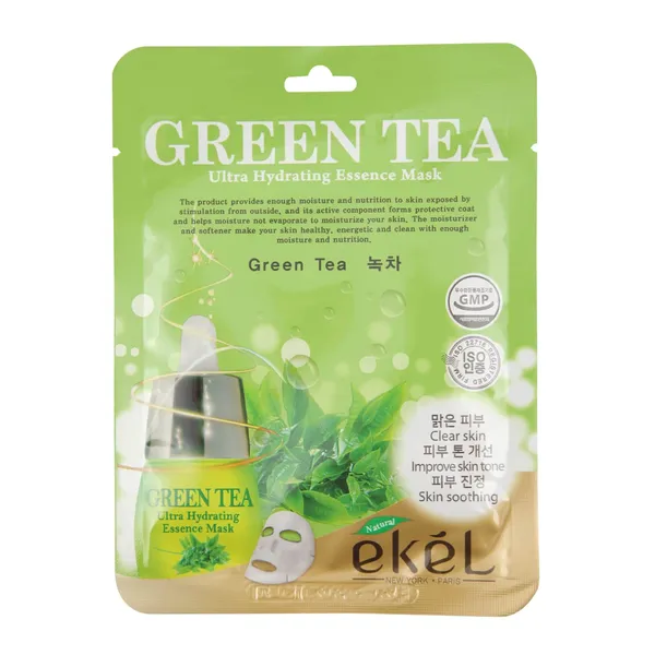 Mitrinoša, tonizējoša auduma maska Ekel ar zaļās tējas ekstraktu