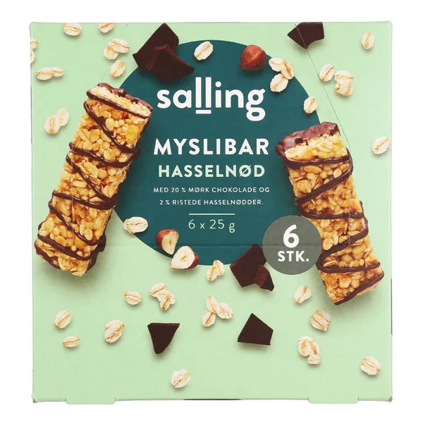 Musli batoniņi Salling ar lazdu riekstiem 6 gab