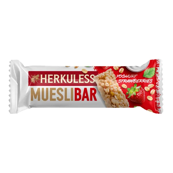 Musli batoniņš HERKULESS ar zemenēm un jogurtu, 25g