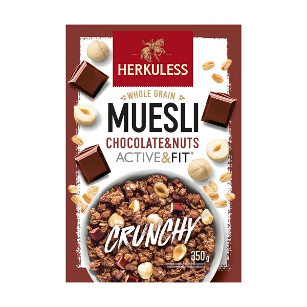 Musli Herkuless Active&Fit Crunchy ar riekstiem un šokolādi 350g
