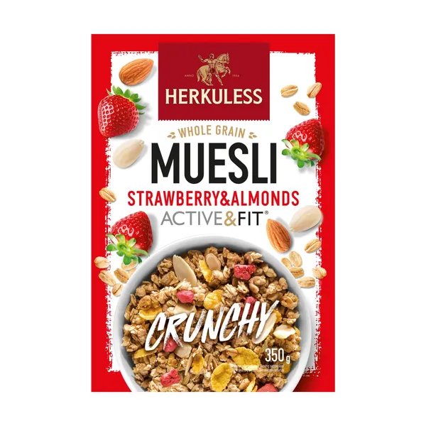 Musli Herkuless Active&Fit Crunchy ar zemenēm un mandelēm 350g