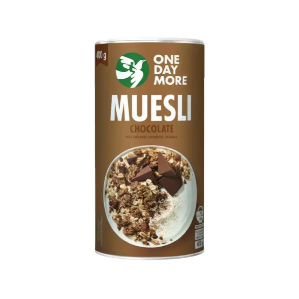 Musli OneDayMore ar tumšo un piena šokolādi 400g