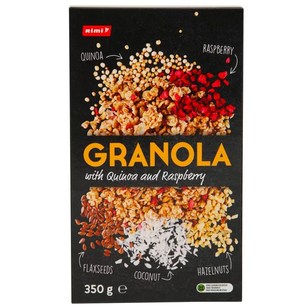Grauzdēts muslis Rimi ar kvinoju un avenēm 350g