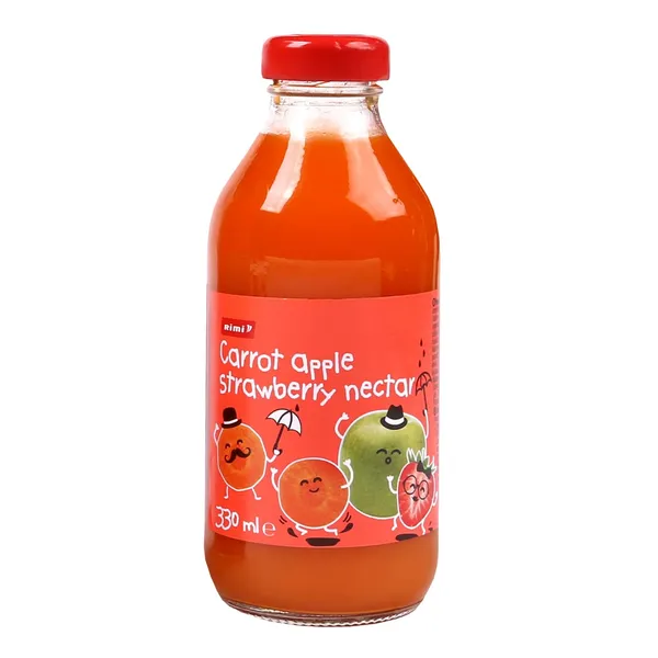 Nektārs Rimi burkānu, ābolu, zemeņu ar vitamīnu C 0,33l