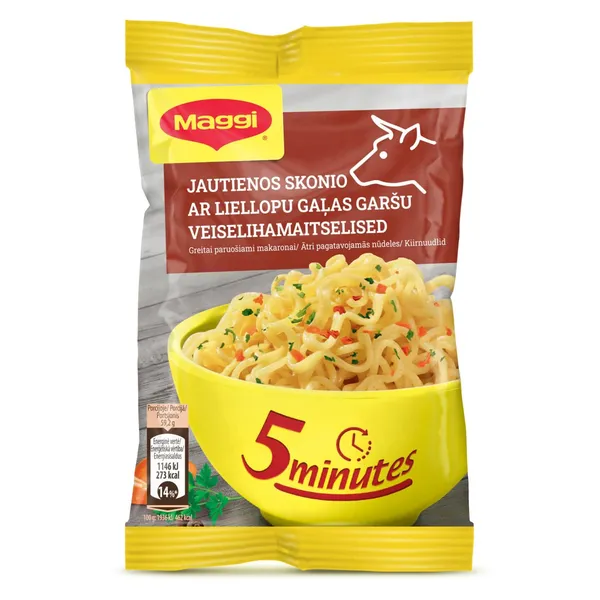 Nūdeles Maggi ar liellopu ātri pagatavojamas 59,2g