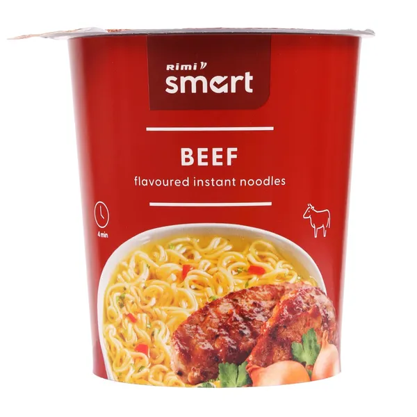 Ātri pagatavojamās nūdeles Rimi Smart ar liellopa gaļas garšu 60g