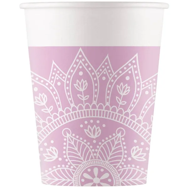 Papīra krūzītes Decorata Party Mandala 200ml, 8gab. AW26