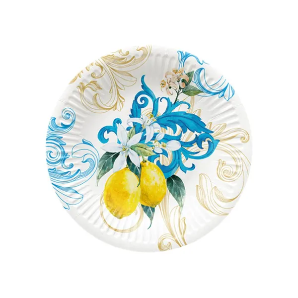 Papīra šķīvji Paw ar ziedu rakstu 8 gab., 18 cm SS26