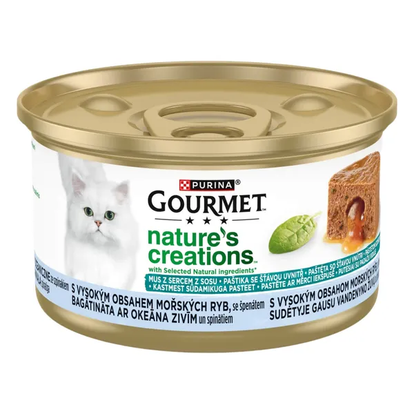 Pastēte kaķiem Gourmet Nature's Creations ar okeāna zivīm un spinātiem 85g