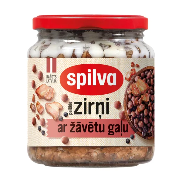 Pelēkie zirņi ar žāvētu gaļu 570g, Spilva