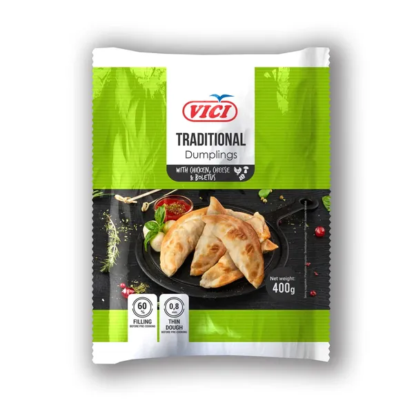 Pelmeņi Traditional ar vistu, sieru un baravikām 400g