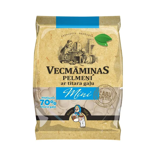 Pelmeņi Mini ar tītara gaļu 700g, Vecmāmiņas